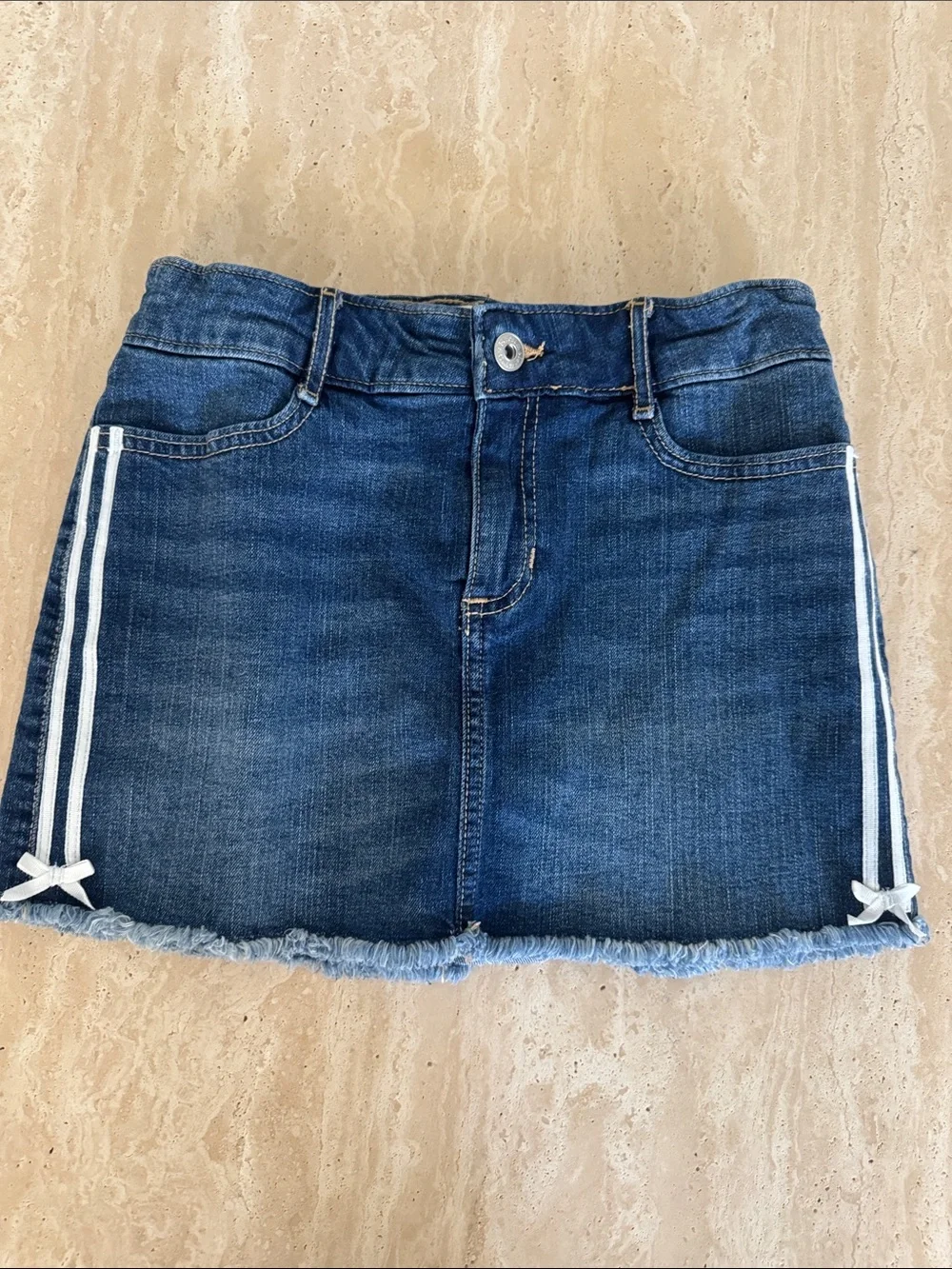 abercrombie kids Blue Denim Skirt with White Side Stripes